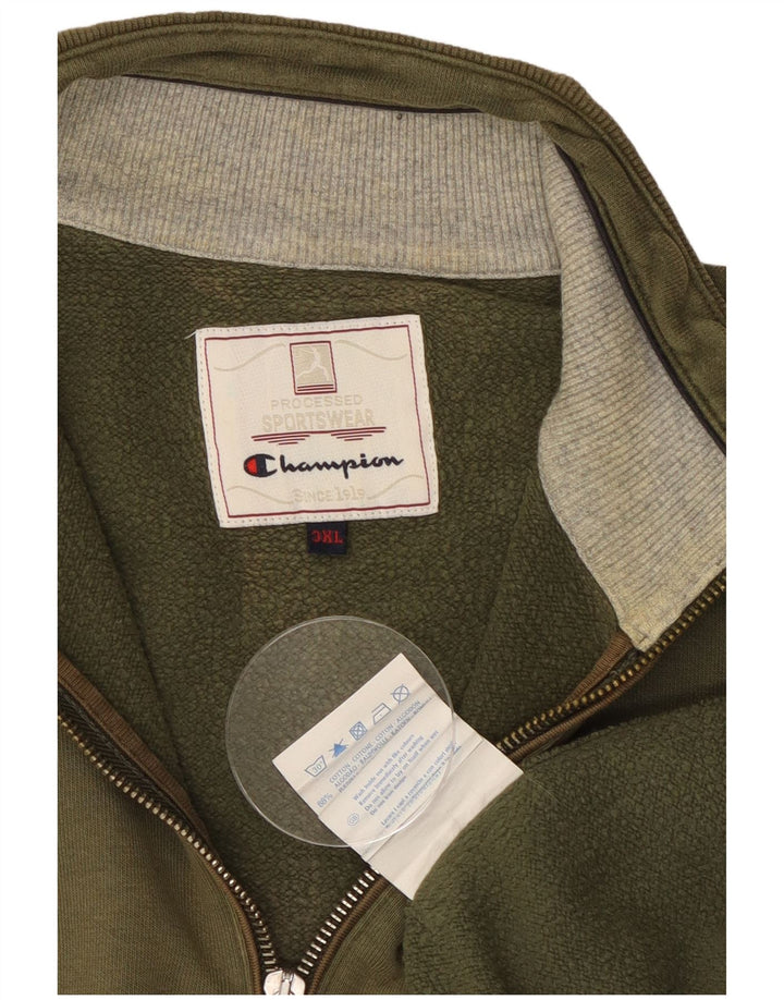 CHAMPION Sudadera con cuello y cremallera para hombre Jersey 3XL Algodón caqui