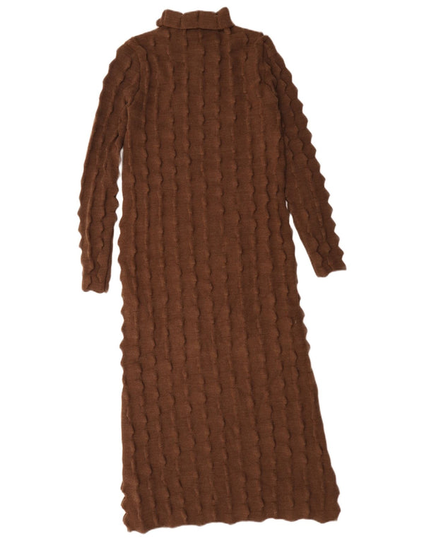 Zara Mujer Vestido Jersey De Manga Larga UK 40 Small Marrón Acrílico