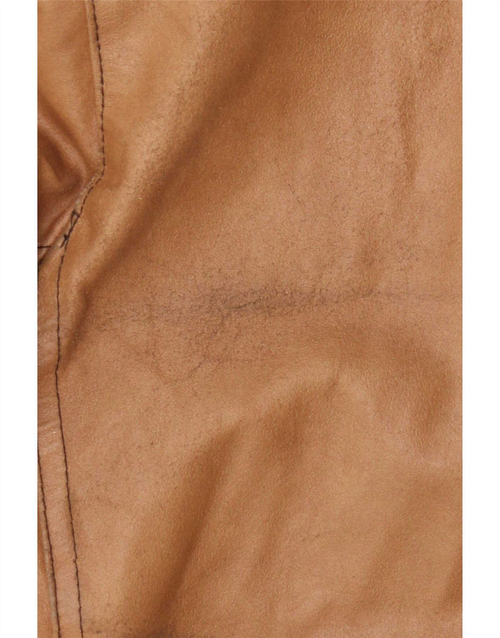 Chaqueta de cuero vintage para mujer Reino Unido 18 XL Beige