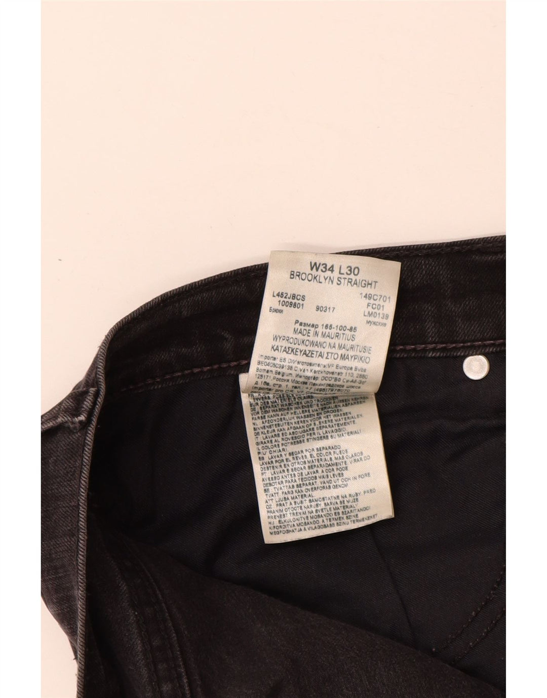 Lee Vaqueros Rectos Brooklyn para Hombre W34 L30 Algodón Negro