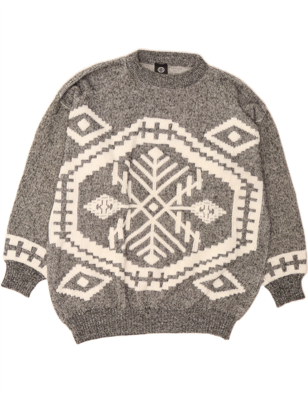 C & A Mens Crew Neck Jumper Sweater IT 52/54 Large Grey Fair Isle Vintage C & A and Second-Hand C & A from Messina Hembry 