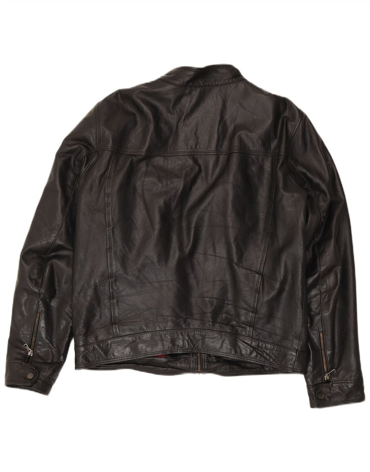 Chaqueta de cuero vintage para hombre IT 54 XL Negro
