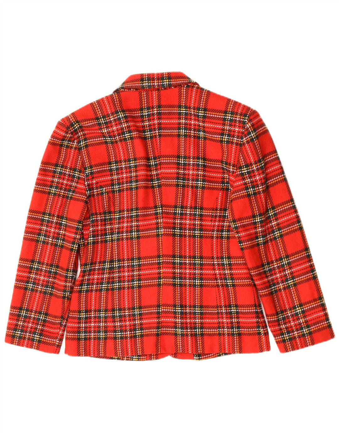 Vintage mujer 3 botones Blazer chaqueta Reino Unido 14 cheque rojo medio