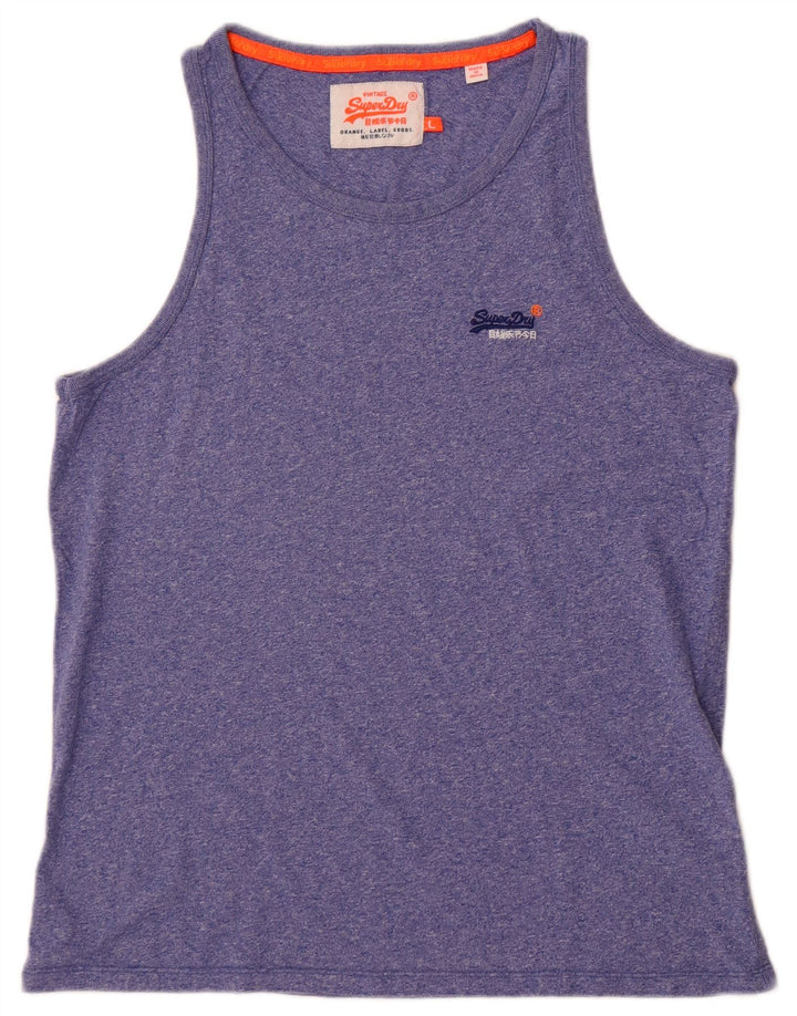 Superdry Hombre Chaleco Top Grande Azul Moteado