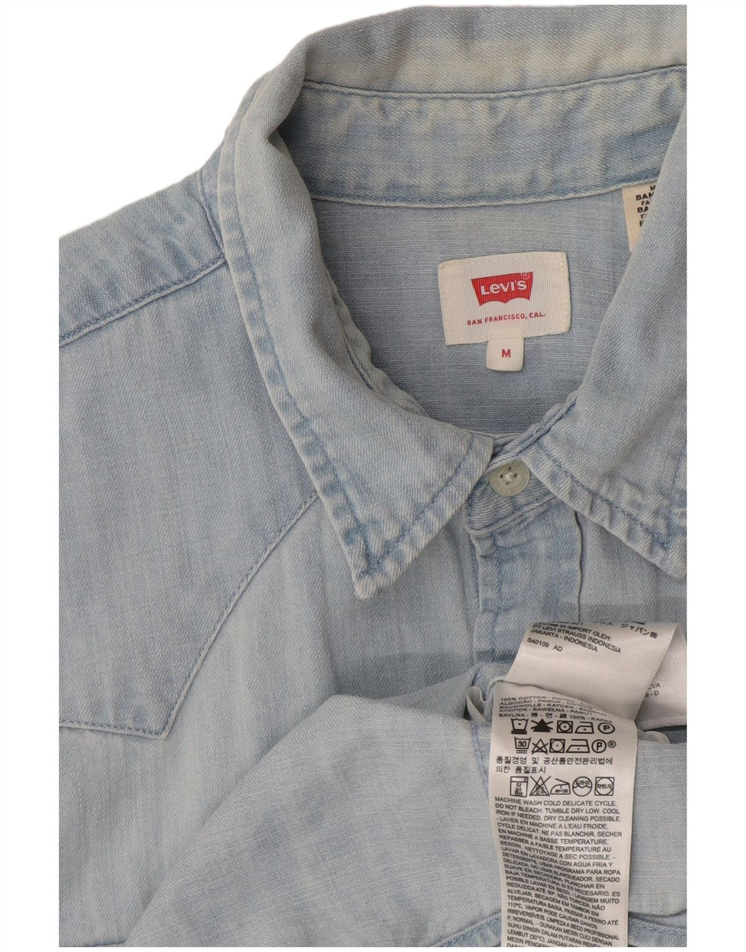 Levi's Hombre Camisa Vaquera De Manga Corta Algodón Azul Medio