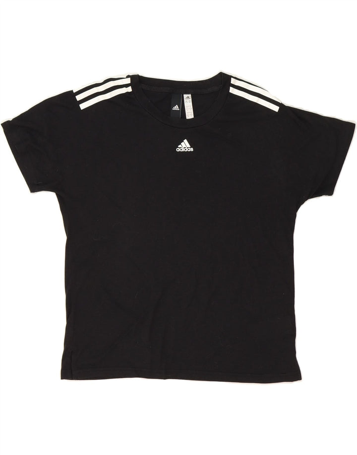 ADIDAS Womens Oversized T-Shirt Top UK 4/6 XS Black Polyester Vintage Adidas and Second-Hand Adidas from Messina Hembry 