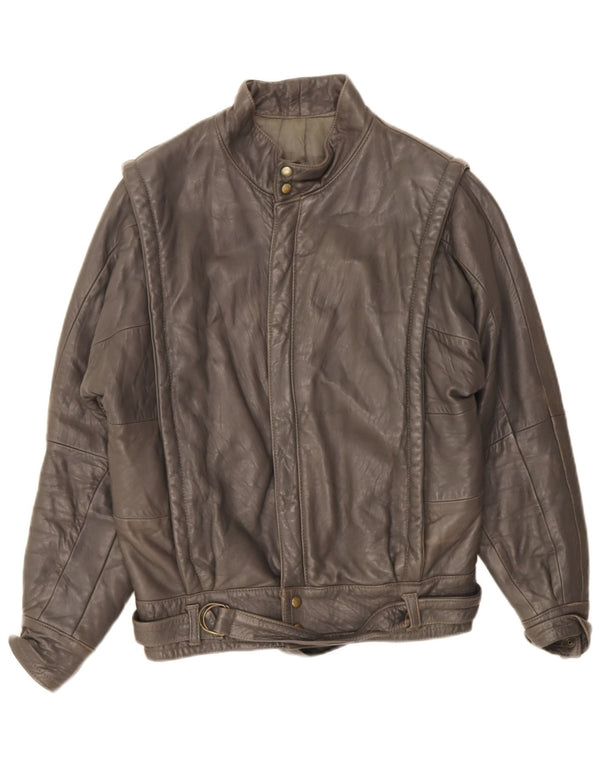 Vintage hombres chaqueta de cuero de ajuste suelto IT 44 XS cuero gris
