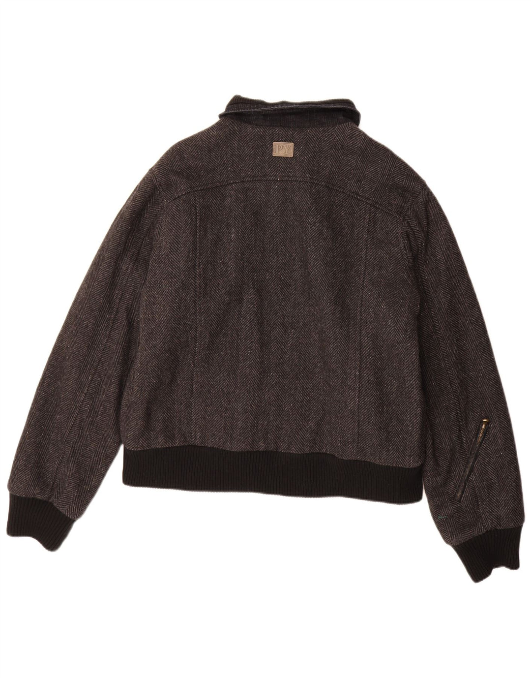 Pyramid Chaqueta Bomber para Hombre UK 40 Large Gris Herringbone Wool