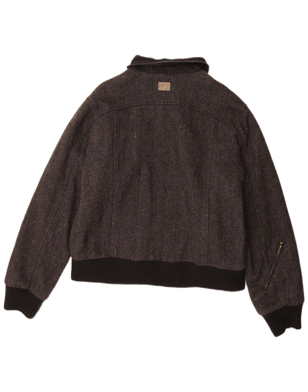 Pyramid Chaqueta Bomber para Hombre UK 40 Large Gris Herringbone Wool