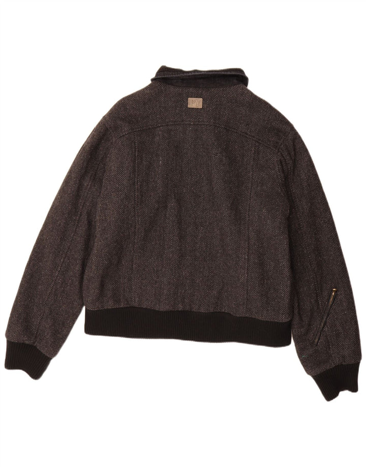 Pyramid Chaqueta Bomber para Hombre UK 40 Large Gris Herringbone Wool