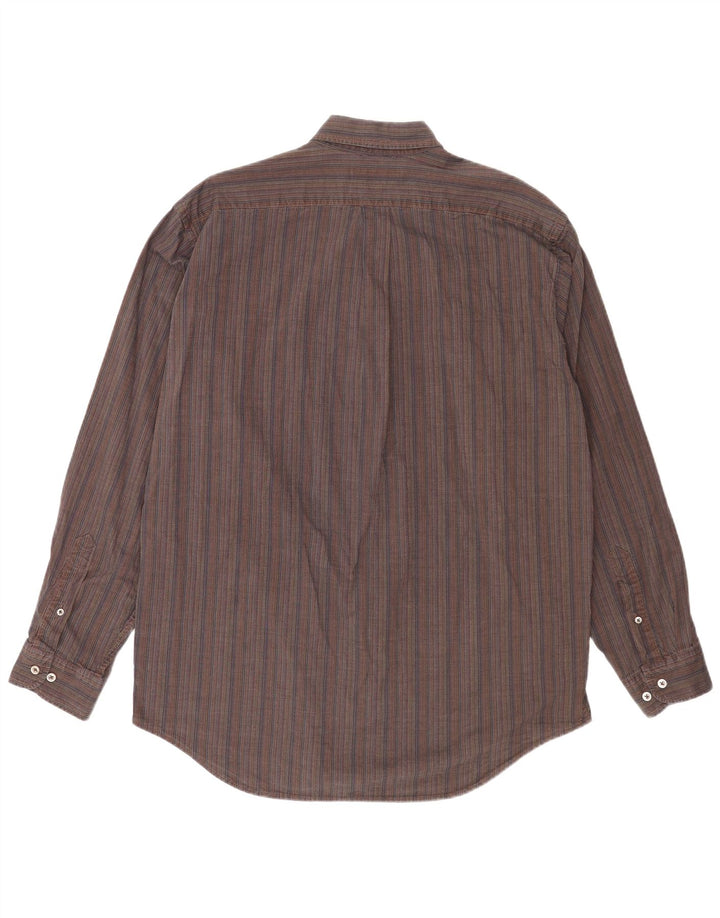 Camisa Marlboro Classics Hombre XL Algodón Rayas Marrón