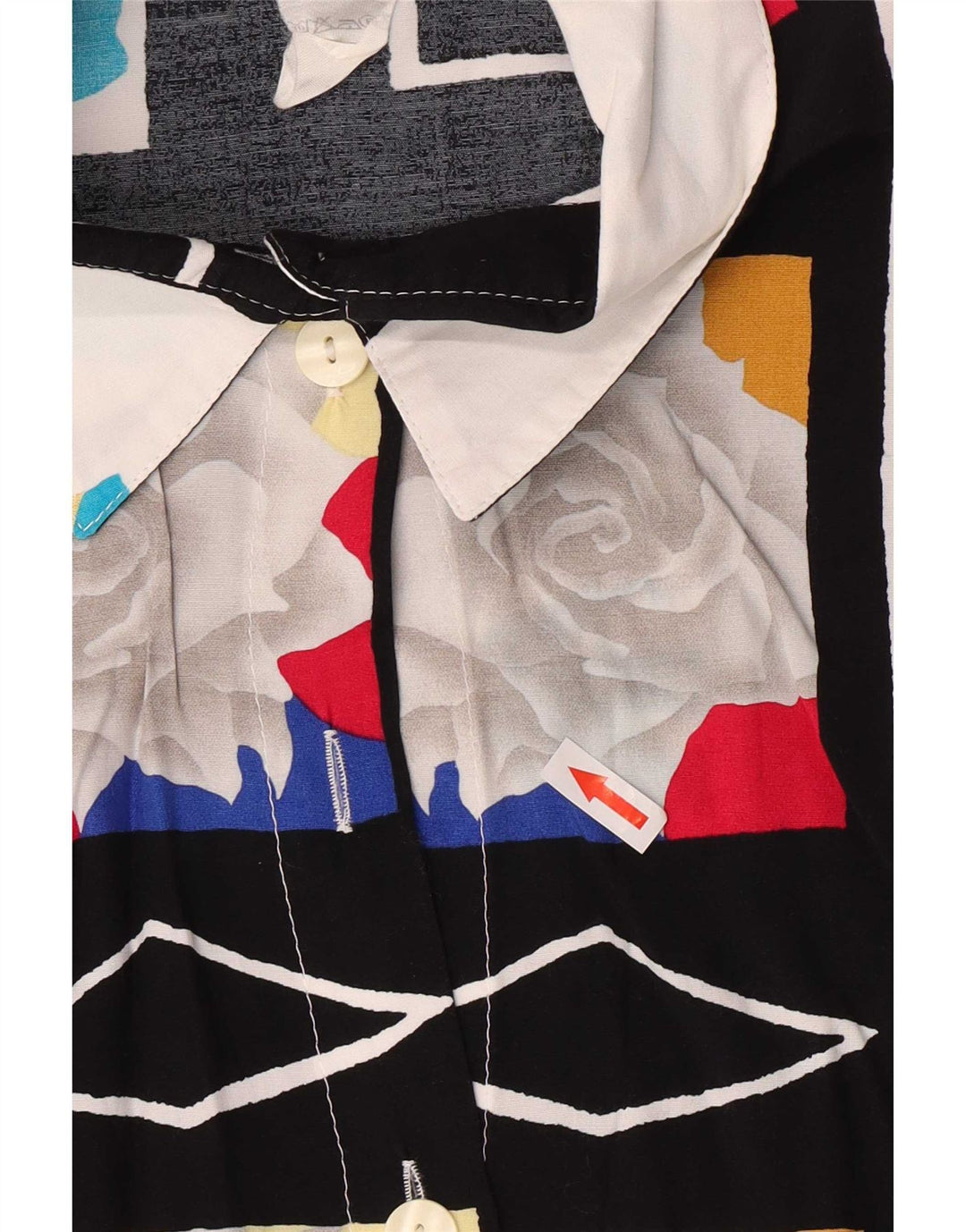 Camisa vintage con estampado abstracto para mujer IT 46 Grande multicolor