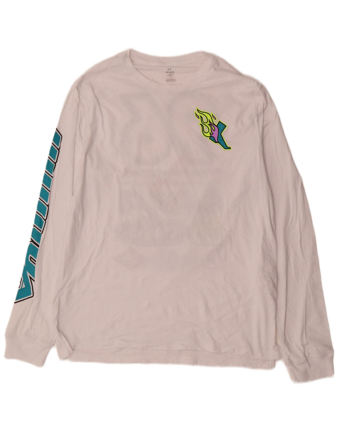 Under Armour Camiseta gráfica de manga larga para hombre de algodón blanco grande