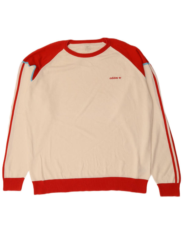 Adidas Hombre Sudadera Jumper XL Blanco Colorblock Algodón