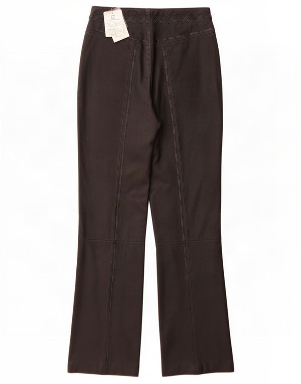 Vintage mujer bootcut pantalones de cuero Reino Unido 12 Medio W28 L32 Negro