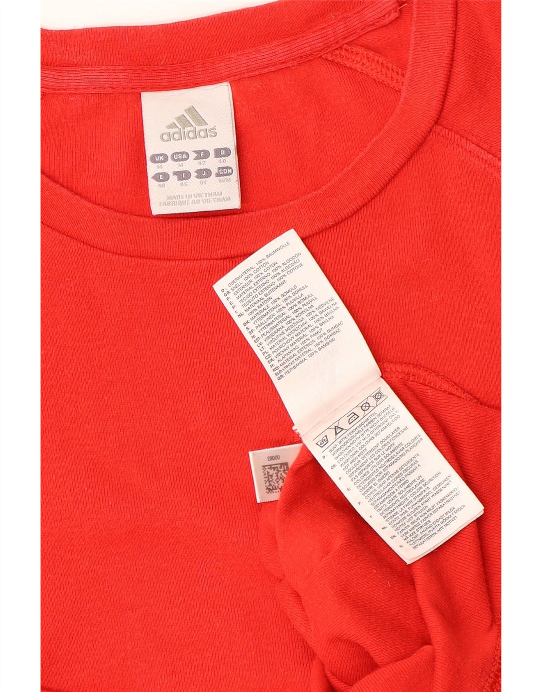 ADIDAS Camiseta corta para mujer UK 14 Mediano Rojo Algodón