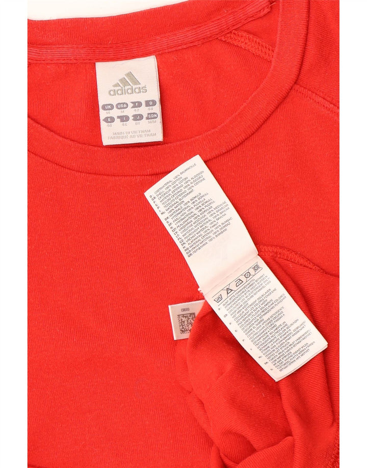 ADIDAS Camiseta corta para mujer UK 14 Mediano Rojo Algodón