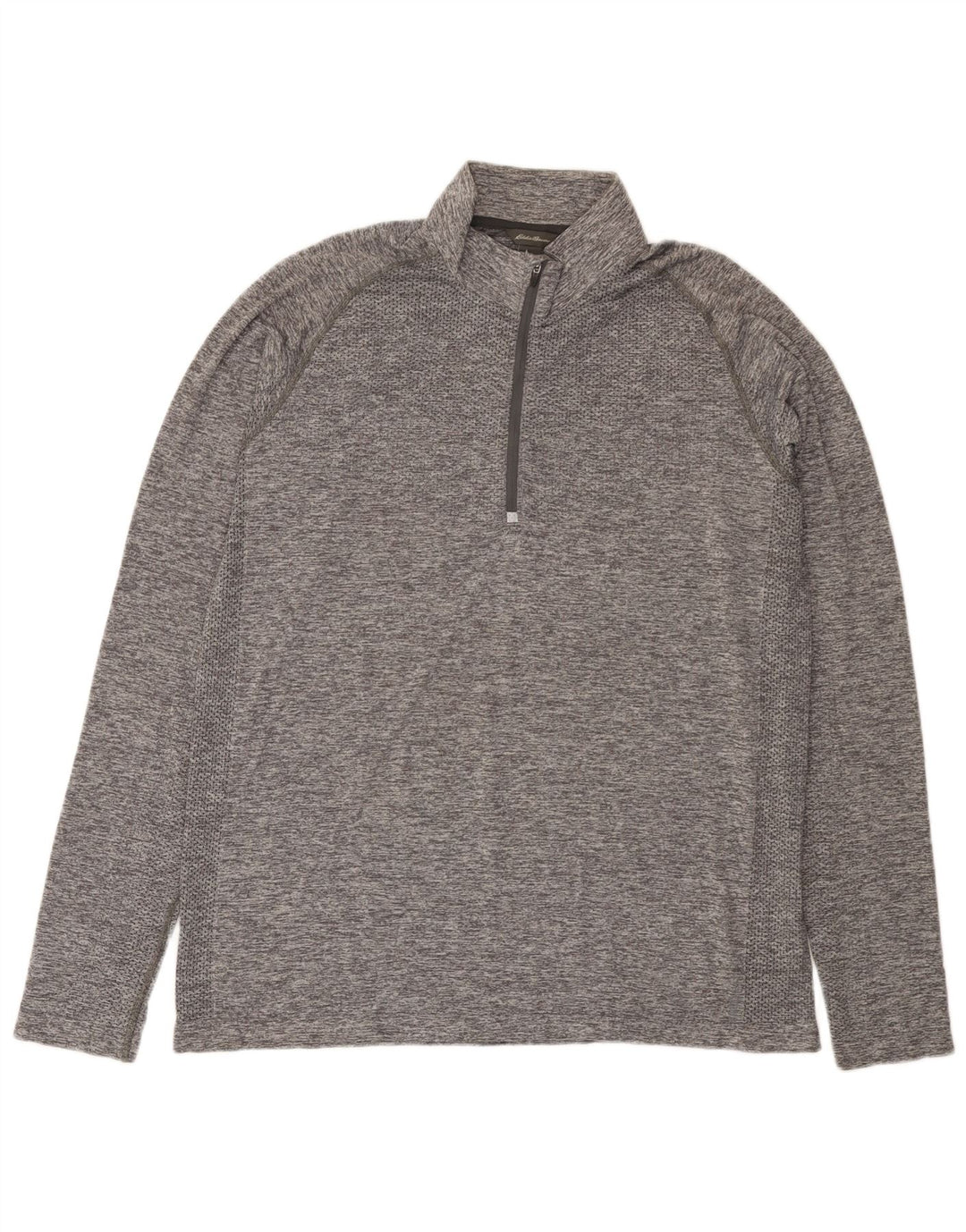 EDDIE BAUER Jersey de chándal con cuello y cremallera para hombre XL Gris moteado