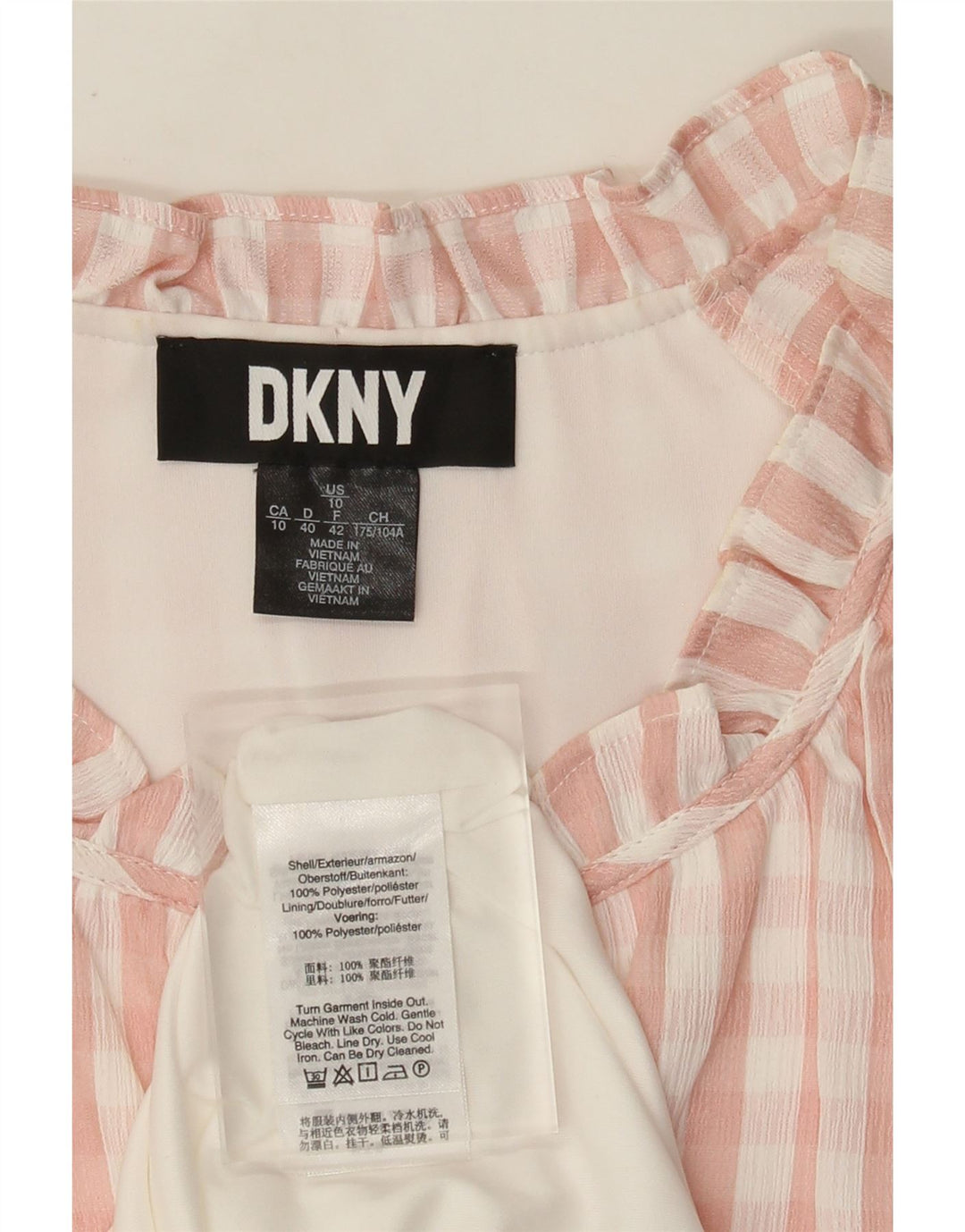 DKNY Vestido tubo para mujer EU 42 Poliéster a cuadros rosa grande
