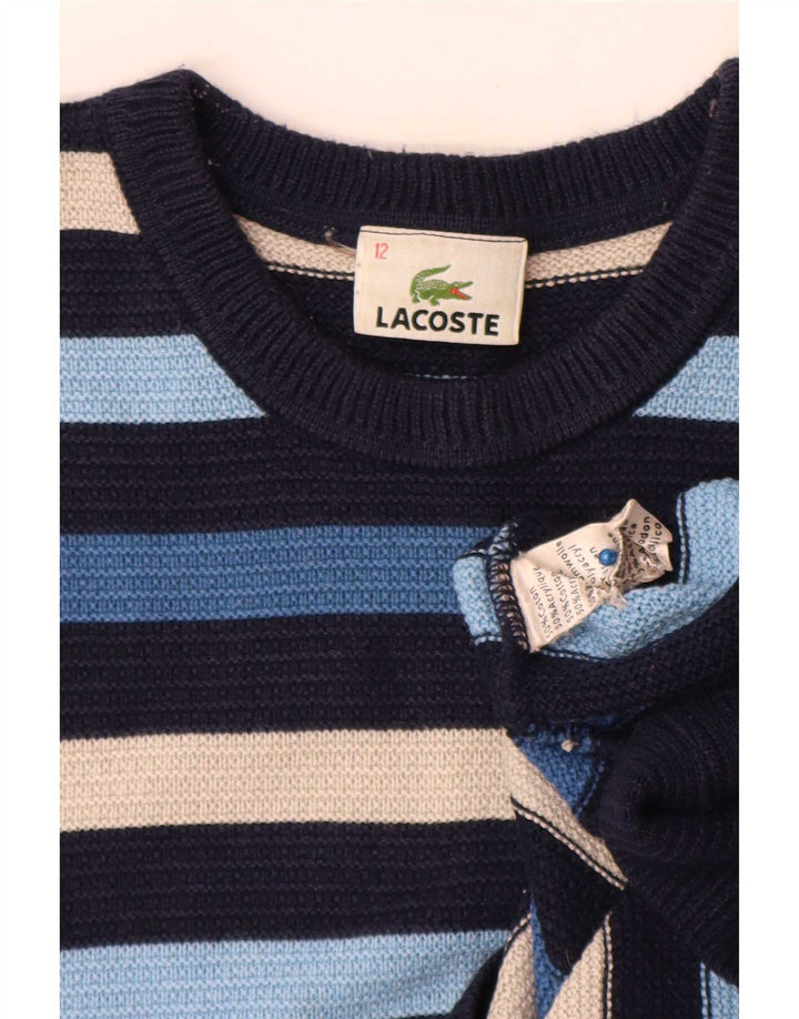 Lacoste Jersey con cuello redondo para niño 11-12 años, multicolor a rayas