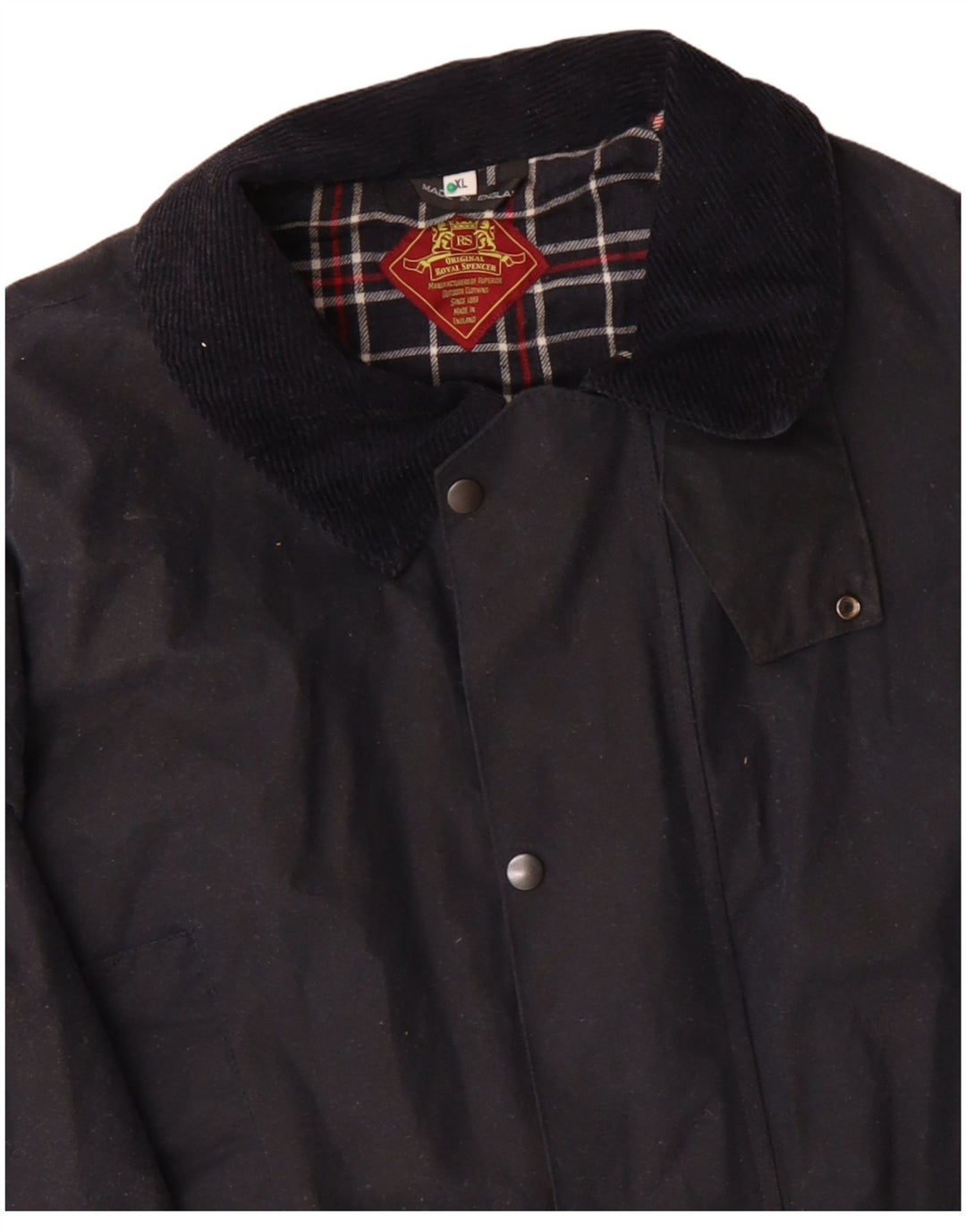 ROYAL SPENCER Chaqueta holgada de algodón encerado para hombre UK 42 XL Algodón azul marino