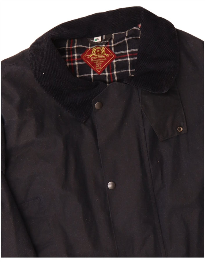 ROYAL SPENCER Chaqueta holgada de algodón encerado para hombre UK 42 XL Algodón azul marino