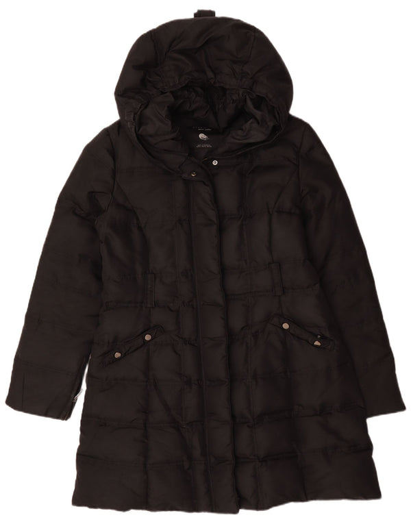 Zara Mujer Abrigo Acolchado Con Capucha ES 40 XL Nylon Negro
