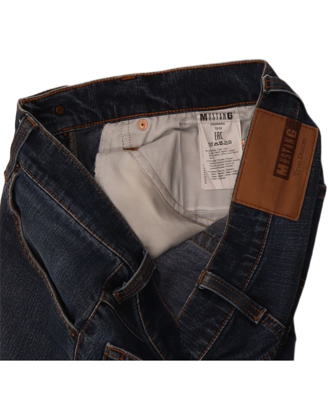 MUSTANG Mens Texas Straight Jeans W33 L32 Blue Cotton