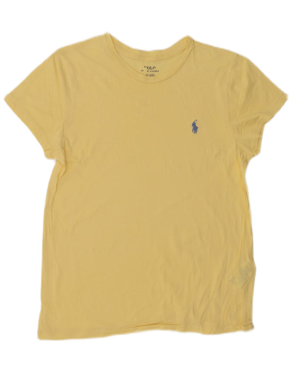 POLO RALPH LAUREN Camiseta para mujer Top UK 14 Algodón amarillo medio