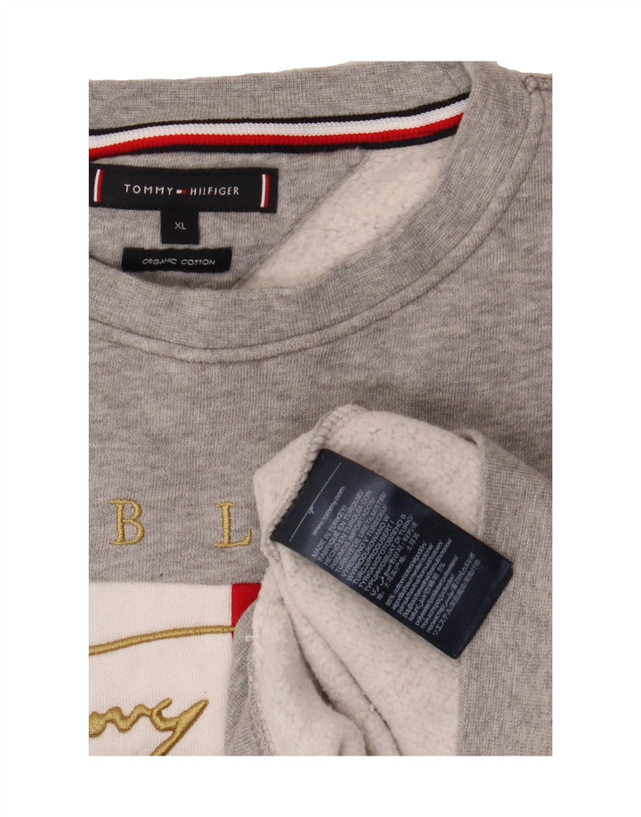 TOMMY HILFIGER Womens Oversized Graphic Sweatshirt Jumper UK 18 XL Grey Vintage Tommy Hilfiger and Second-Hand Tommy Hilfiger from Messina Hembry 