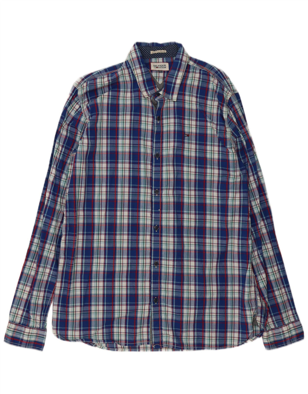 Tommy Hilfiger Camisa para hombre 2XL Algodón a cuadros azules