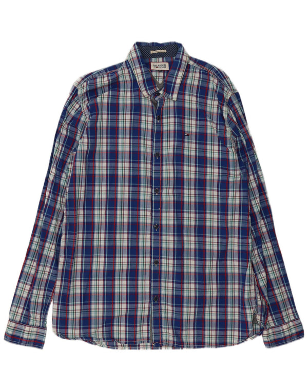 Tommy Hilfiger Camisa para hombre 2XL Algodón a cuadros azules