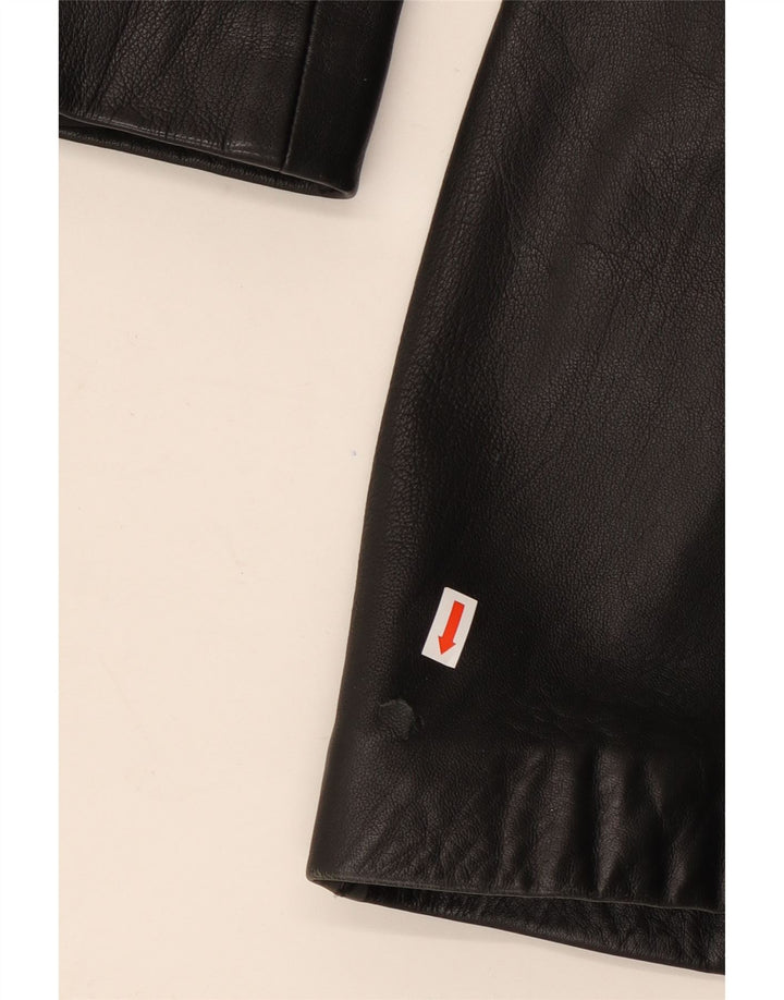 Vintage mujer cuero abrigo EU 44 XL cuero negro