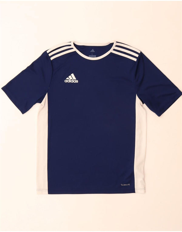 Adidas Chicos Climalite Camiseta Top 13-14 Años Grande Azul Marino Colorblock