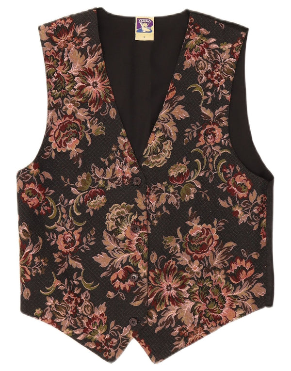 Chaleco Yessica Mujer UK 40 Small Negro Floral Algodón