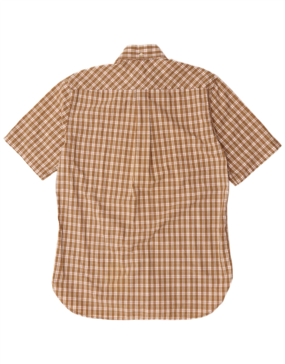 Camisa Tommy Hilfiger de manga corta para hombre de algodón a cuadros marrón pequeño