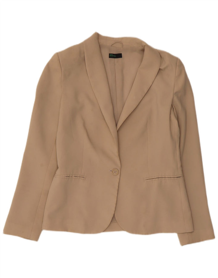 Benetton Chaqueta Americana De 1 Botón Para Mujer UK 42 Beige Mediano
