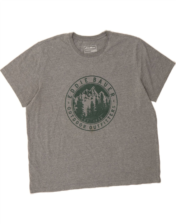 EDDIE BAUER Mens Graphic T-Shirt Top 2XL Grey Cotton Vintage Eddie Bauer and Second-Hand Eddie Bauer from Messina Hembry 