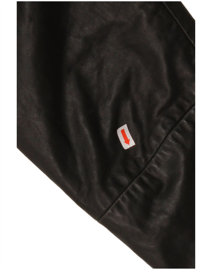 MAURITIUS Chaqueta Blazer de Cuero con 3 Botones para Mujer UK 18 XL Cuero Negro