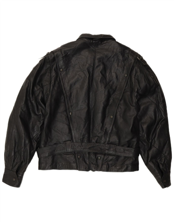 Vintage hombres cuero chaqueta de cuero IT 48 cuero negro medio