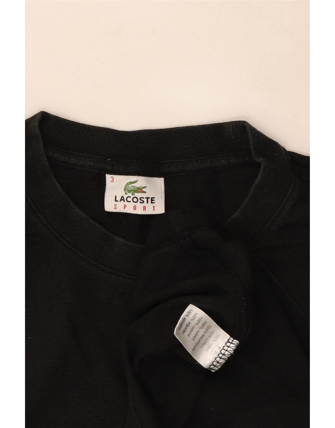 Lacoste Camiseta para hombre talla 3 pequeña algodón negro