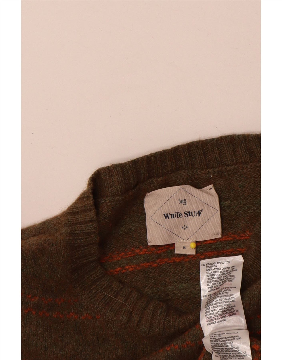 Jersey con cuello redondo para hombre de lana a rayas en color caqui mediano de White Stuff
