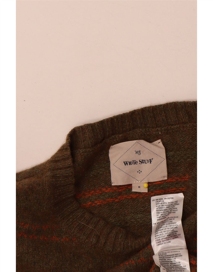 Jersey con cuello redondo para hombre de lana a rayas en color caqui mediano de White Stuff