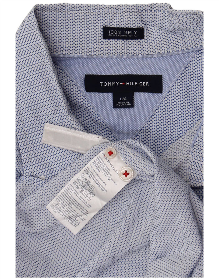 Camisa Tommy Hilfiger para hombre de algodón con lunares azules grandes