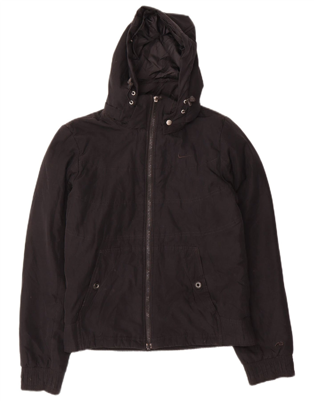 Nike - Chaqueta cortavientos con capucha para mujer, talla S, poliéster negro