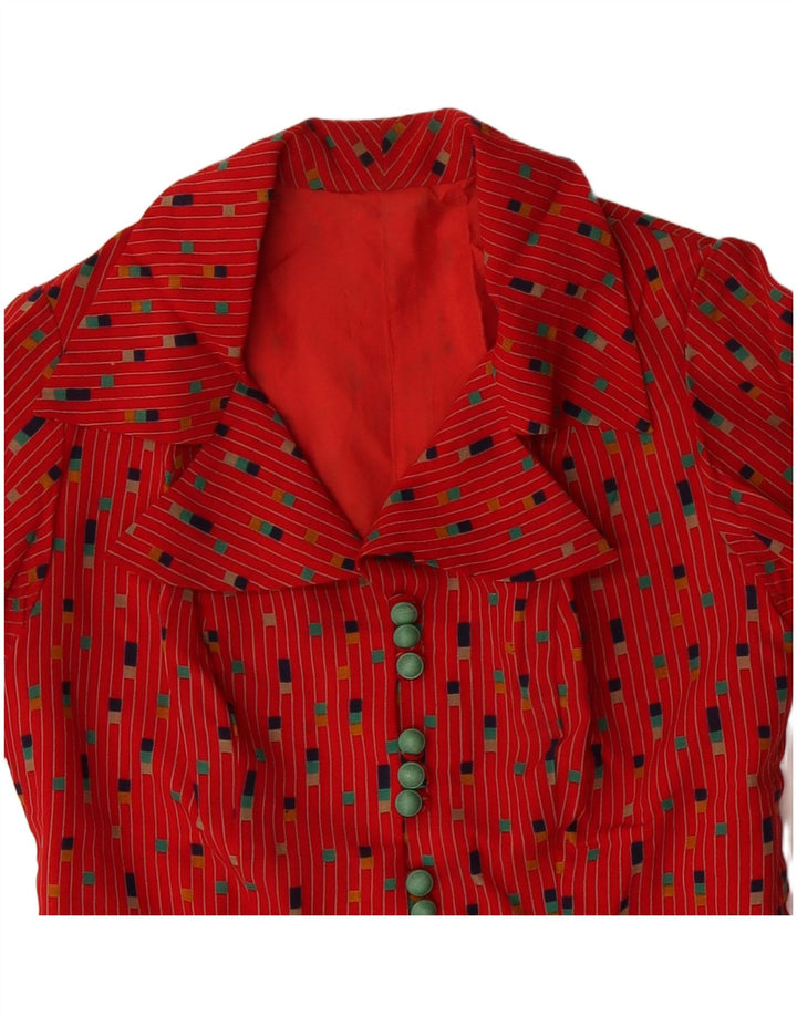 VINTAGE Vestido de línea A para mujer Reino Unido 12 Medio rojo moteado