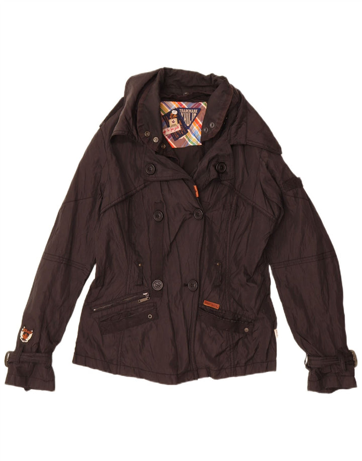 Trademark - Chaqueta cortavientos con doble botonadura para mujer, talla 40, talla M, color negro