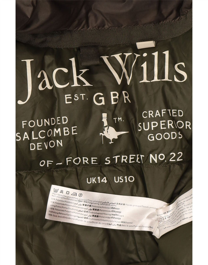 Jack Wills Abrigo acolchado con capucha para mujer UK 44 Poliéster caqui grande