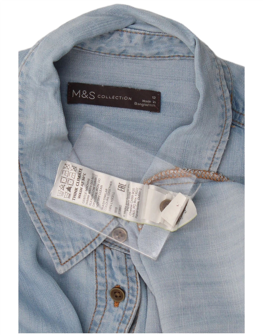 MARKS & SPENCER Camisa vaquera para mujer UK 12 Lyocell azul medio