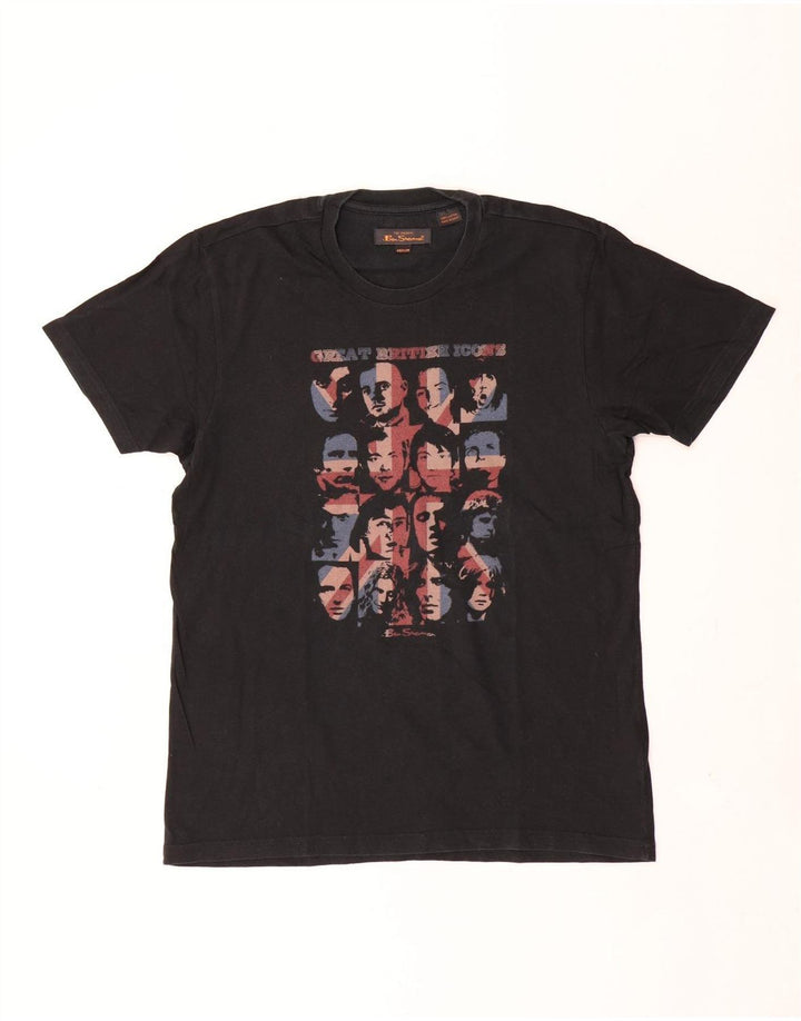 Ben Sherman - Camiseta gráfica para hombre, talla mediana, algodón negro